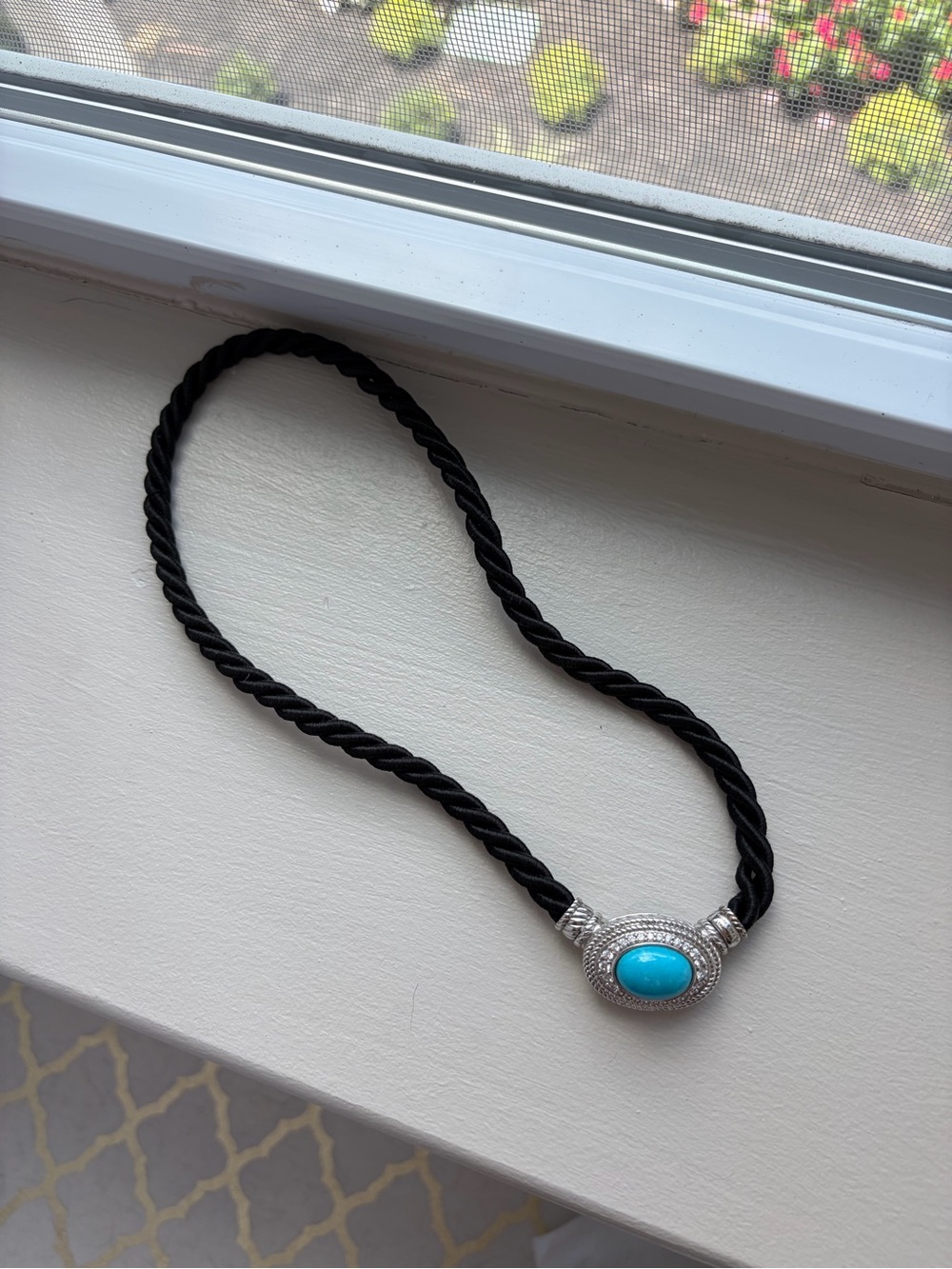 Judith Ripka Turquoise Rope Necklace with Silver Accent